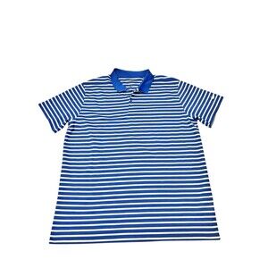 Nike Golf Dri-FIT Blue White Striped Polo Shirt XL Mens Performance Swoosh
